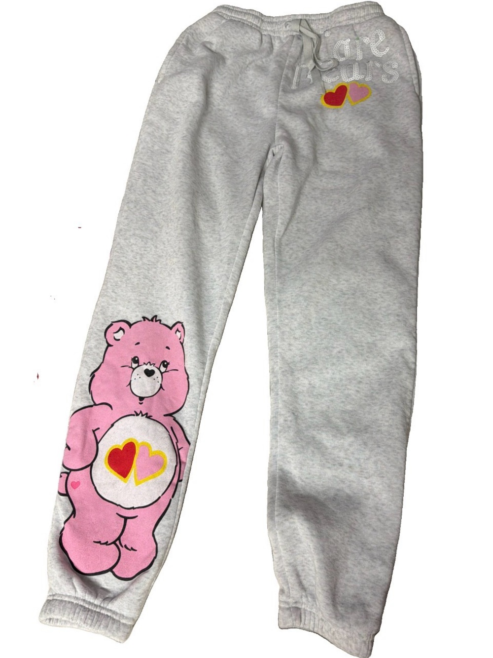 Care Bears womens Gray Sweatpants with Pink Bear Graphic size small